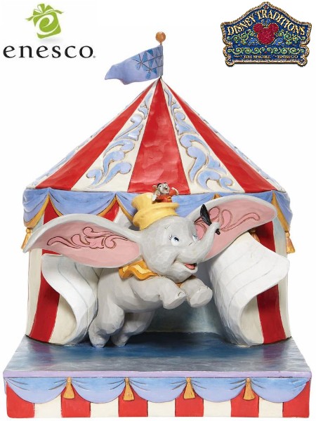 Disney Traditions Dumbo Flying out of Tent Scene Statue